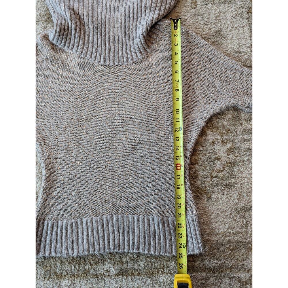 Elle Gold Sequin Cowl Neck Off Shoulder Sweater Women's Small Oversized - Picture 5 of 10